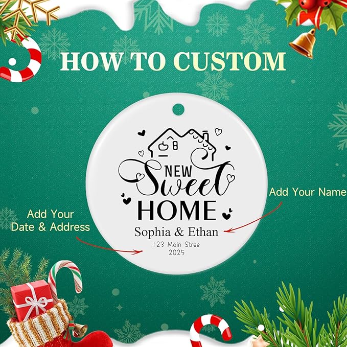 Personalized First Christmas in Our New Home Ornament 2025, Housewarming Gifts New House Photo Christmas Ornaments Christmas Tree Decoration, House Warming Gifts for Couples Owners Men Women