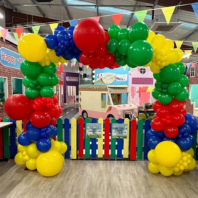 Red Blue Yellow Green Balloon Set, 12 Inch Carnival Circus Party Balloon Red Blue Green Yellow Helium Balloons Confetti Latex Balloon for Video Game Party Rainbow Kid Birthday Party Carnival Circus