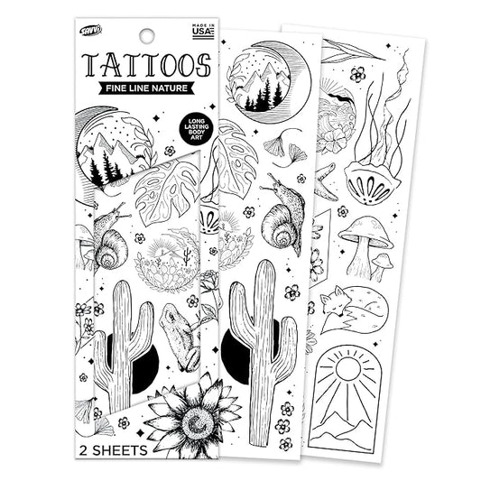 Savvi - 19 Nature Temporary Tattoos: Skin-Safe Ink, Great for Parties and Everyday Wear, Gifts for Teens and Adults, Made in the USA [2 sheets, 19 count]