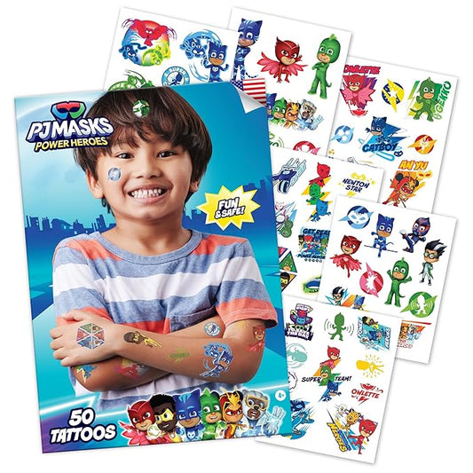 50 PJ Mask Tattoos For Kids, Party Favors, Birthday Decorations & PJ Mask Party Supplies - Temporary Tattoos, Kids Tattoos Temporary For Boys & Tattoo Stickers For Boys