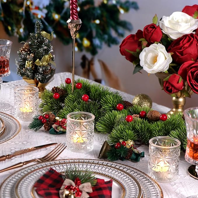 Clear Glass Votive Candle Holders,Glass Candle Holder Set of 12,Vintage Tealight Candle Holders for Wedding Table Centerpieces Decor, Party, Baby Shower/Home Decor/Christmas