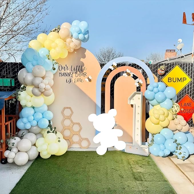 Blue and Yellow Balloons,50PCS 12 Inch Pastel Blue lemon Yellow Sand White Balloons for Birthday Baby Shower Bridal Shower Wedding Party Decorations
