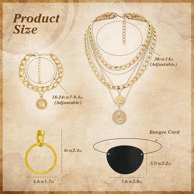 CICOCI Men Pirate Costume Accessories Set for Women: Pirate Hat, Head Scarf, Sash, Belt, Dress Accessories