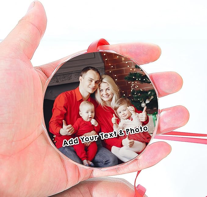 Personalized Crystal Christmas Ornaments with Photo, Custom Christmas Photo Tree Glass Ornaments, Elegant Crystal Keepsake for Family, Couples, Weddings & Christmas 2025 Gifts (#PGO01)