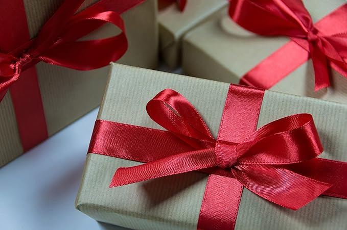 1 Inch Dark Red Solid Satin Ribbon, 50 Yards Craft Fabric Ribbon for Gift Wrapping Floral Bouquets Wedding Party Decoration