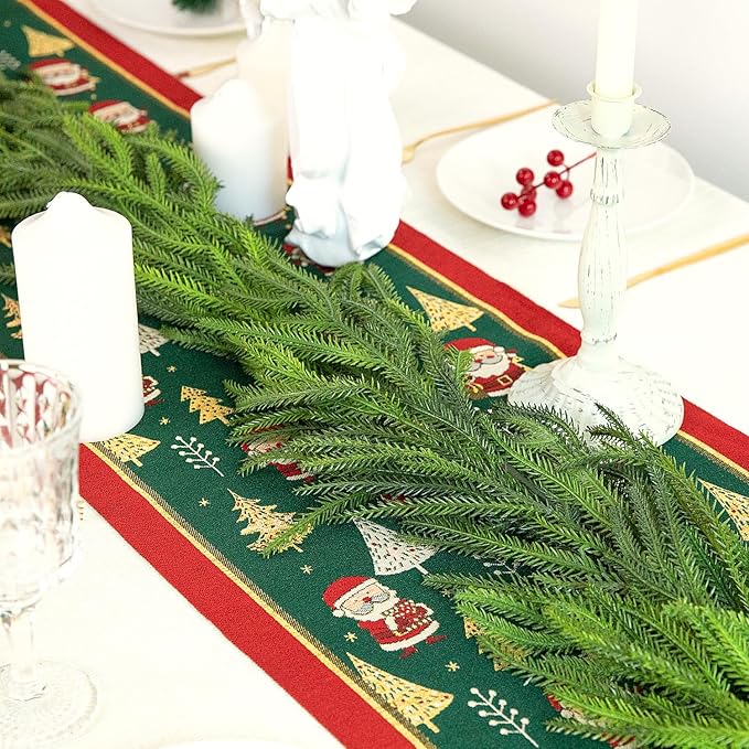 2 Pcs Christmas Norfolk Pine Garland, 6 Ft Dense Norfolk Pine Realistic Touch Garland, Artificial Pines Greenery Garlands for Christmas Holiday Mantle Fireplace Table Home Decor