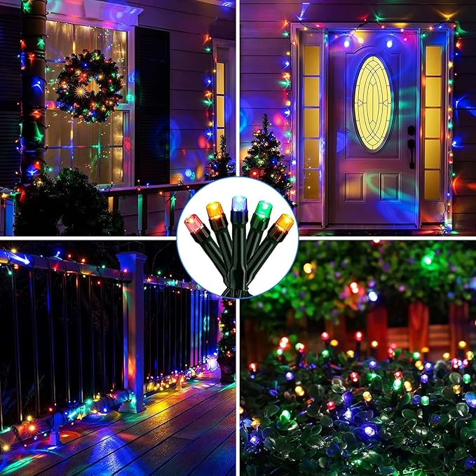 Solar String Lights, 72ft 200LED 8Modes Solar Powered String Lights, Waterproof LED Solar Lights String Outdoor for Fence Balcony Holiday Party(Multicolor, 2 Pack)