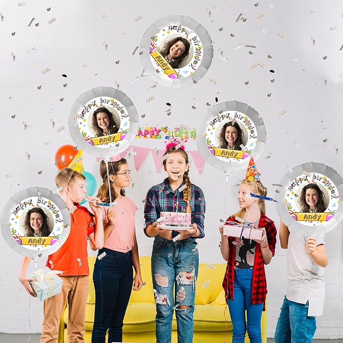 Custom Balloons Photo Text Party Personalized Picture Balloons with logo Names Balloons First Birthday, Birthday Party, 16 years old Party, Christmas Party Balloon With Stand and Pump