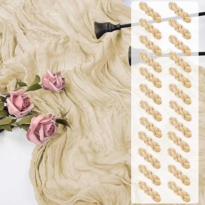 24 Pack Cheesecloth Table Runner, 35x120 Inch Boho Gauze Beige Table Runner 10ft Rustic Sheer Cheese Cloth Table Decor for Wedding Baby Bridal Shower Birthday Party Table Decoration