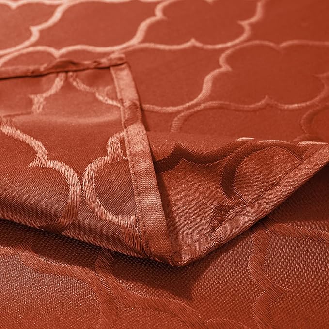 SASTYBALE Rust Red Damask Jacquard Tablecloth - 52x70 Inch Rectangle/Oblong (4-6 Seats) - Water Resistant, Wrinkle-Free Durable Fabric - Fall Thanksgiving & Christmas Daily Table Cover