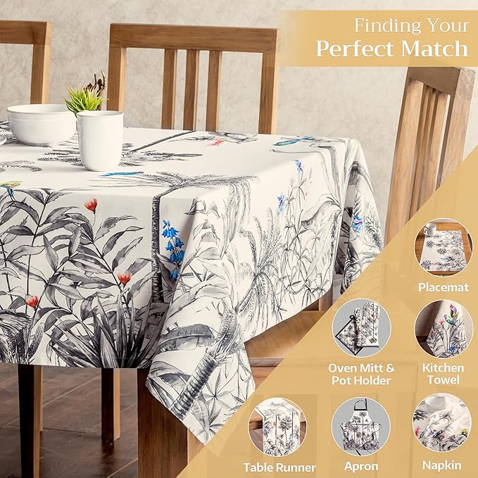 Maison d' Hermine Table Cloth Rectangle Table 100% Cotton 60 x 120 Inches Fall Tablecloth Reusable Everyday Use for Thanksgiving Christmas Decorations Dining Farmhouse Party (Amazonia)