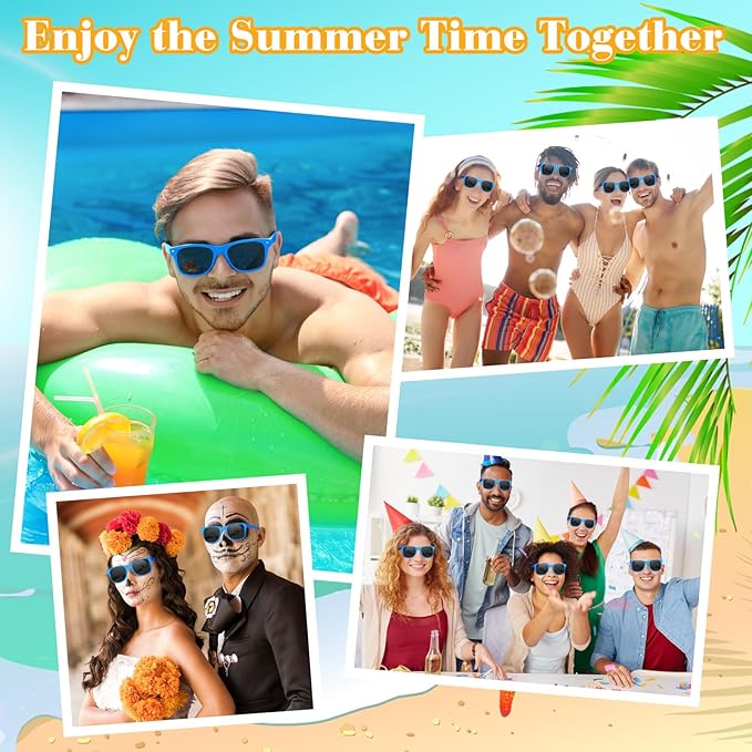 ASTARON Black Sunglasses Bulk, 6/12/24/48 Pack Sunglasses Party Favors for Summer Beach Pool Birthday Wedding Party Supplies
