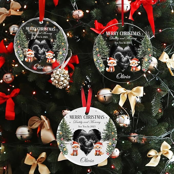 Personalized Crystal Christmas Ornaments with Photo, Custom Christmas Photo Tree Glass Ornaments, Elegant Crystal Keepsake for Family, Couples, Weddings & Christmas 2025 Gifts (#PGO04)