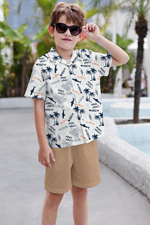 Cromoncent Matching Hawaiian Outfits for Family, Dad and Son Matching Luau Beach Tropical Shirts Mommy Daughter Tropical Sets