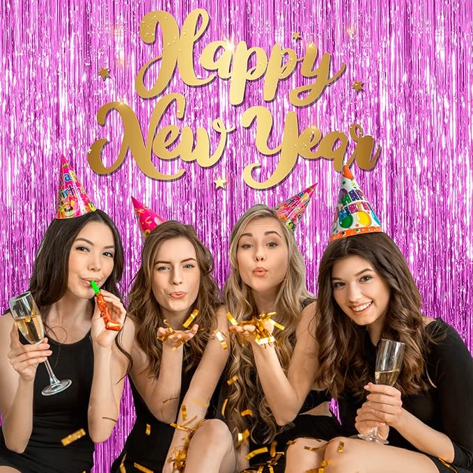 20 Pack Foil Curtain Backdrop Metallic Tinsel Foil Fringe Curtains Photo Booth Props for Birthday Wedding Engagement Baby Shower Bachelorette Christmas Holiday Celebration Party Decorations