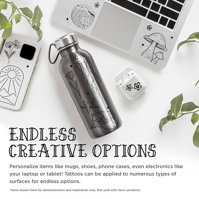 Savvi - 19 Nature Temporary Tattoos: Skin-Safe Ink, Great for Parties and Everyday Wear, Gifts for Teens and Adults, Made in the USA [2 sheets, 19 count]