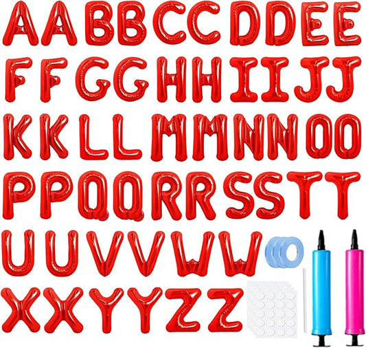 LIOZEOKUN Letter Balloons 16 Inch Alphabet A-Z Mylar Foil Balloons 2 Set for Wedding Birthday Party Decoration Banner Custom Phrase 52 Pcs