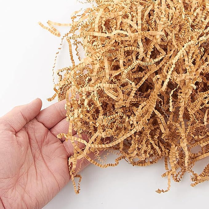 Uptotop 1/2LB Crinkle Cut Paper Shred Filler for Gift Wrapping Basket Filling, Birthday, Christmas, Thanksgiving, Wedding, Mother's Day, Kraft