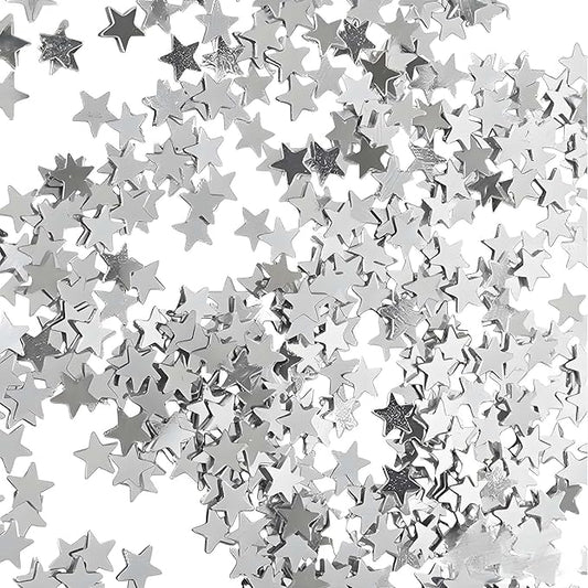 Silver Star Confetti - 60g (2.11OZ) Metallic Shine Stars Table Confetti for Weddings, Parties, New Year – Biodegradable Glitter Stars for Tables, Crafts, Photo Props, Holiday Decorations