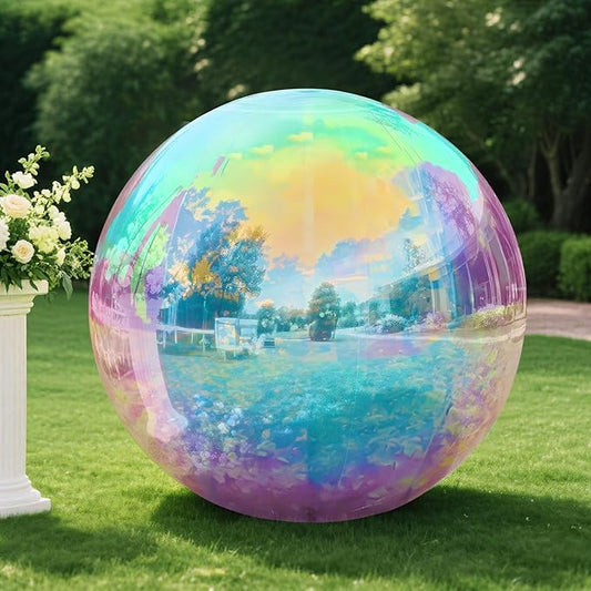 Inflatable Mirror Ball,Reusable Mirror Ball Large Event Decoration PVC Disco Ball for Party, Concerts, Stage, Wedding Decorations - No Pump Included (Iridescent, 1pcs：1.2m)