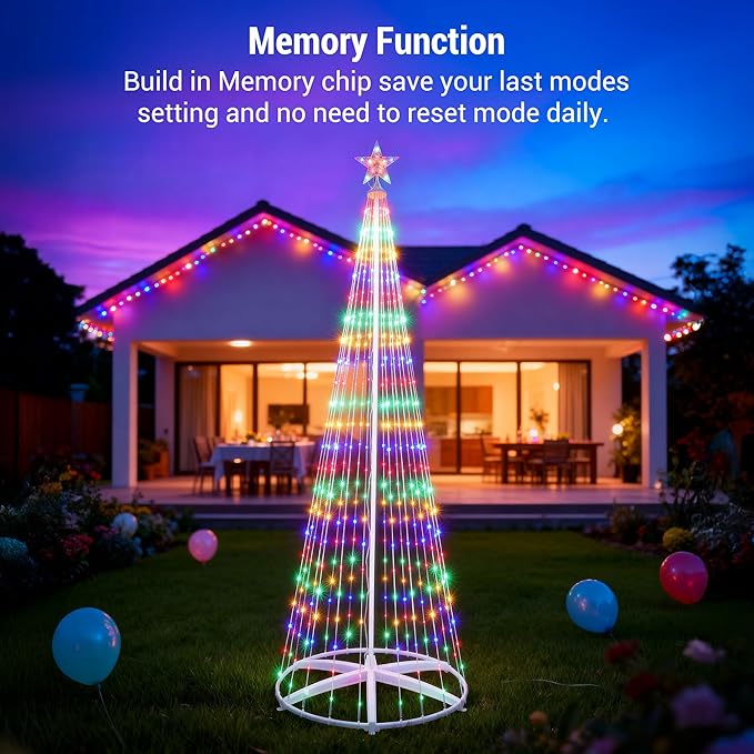 iBaycon Christmas Tree Star Lights, 9.5FT 478 LEDs Color Changing Artificial Lights with Remote Control Timer Outdoor Waterproof for Home Party Christmas Decorations (Warm White to Multicolor)