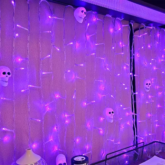 YEGUO 165ft 500 LED Christmas Lights Outdoor Waterproof, Purple String Lights Indoor Plug in, 8 Modes Clear Wire Purple Lights for Halloween Holiday Home Tree Garden Patio Decor