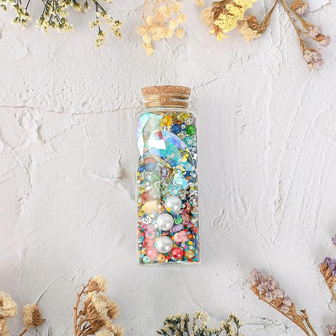 2PCS Empty Glass Bottle with Cork Stoppers,Decorative Glass Bottles with Cork Lid for DIY Art Crafts Projects Decoration Party Supplies Wedding