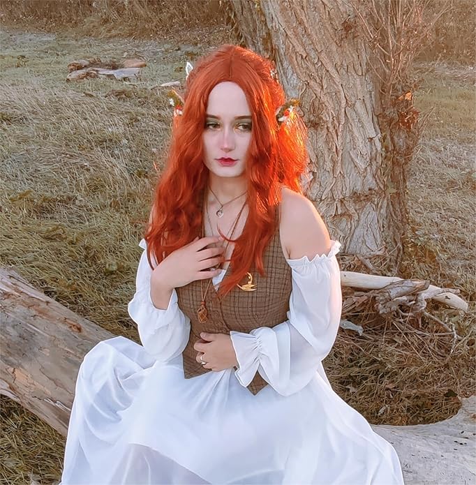 FRESHME Forest Mushroom Elf Ears, Soft Fairy Ears with Mushroom Moss and Flower Elven Ear Cuffs Halloween Renaissance Cosplay