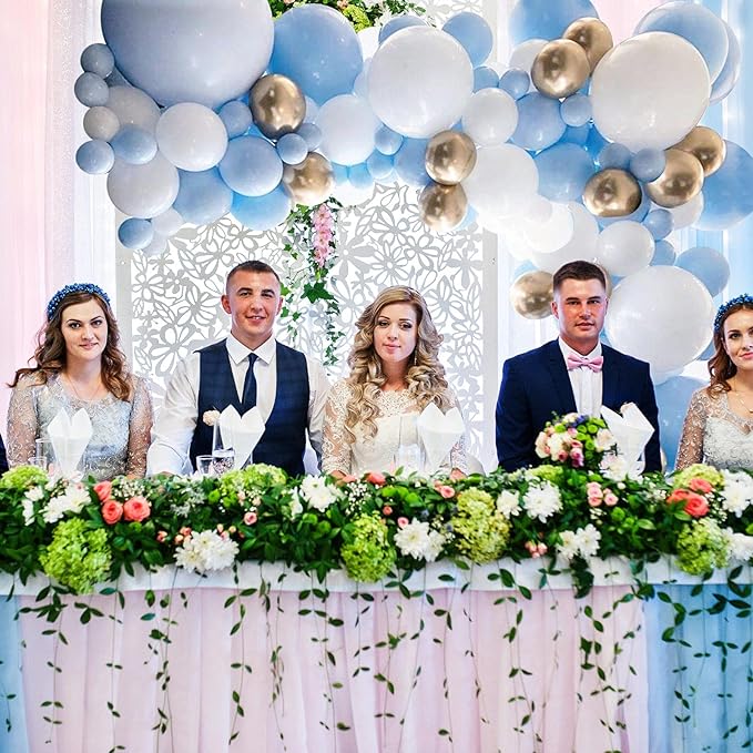 Blue White Gold Balloon Arch Garland Kit - 127pcs Latex Balloons Set for Graduation Wedding Birthday Baby Shower Party Decoration