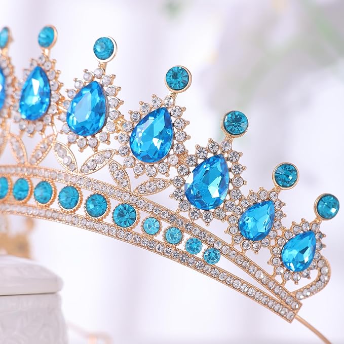 FORSEVEN Crystal Tiaras and Crowns for Women - Wedding and Birthday Party Princess Crown Hair Accessories - Bride Rhinestone Headband Halloween Decorations Hairband