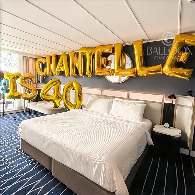 Custom Letters Balloon Gold, Large Helium Alphabet Name Balloon L Decor, 40 Inch Self Inflating Mylar Letter Foil Word Customize Balloons for Girls Women Birthday Anniversary Party Decoration Supplies
