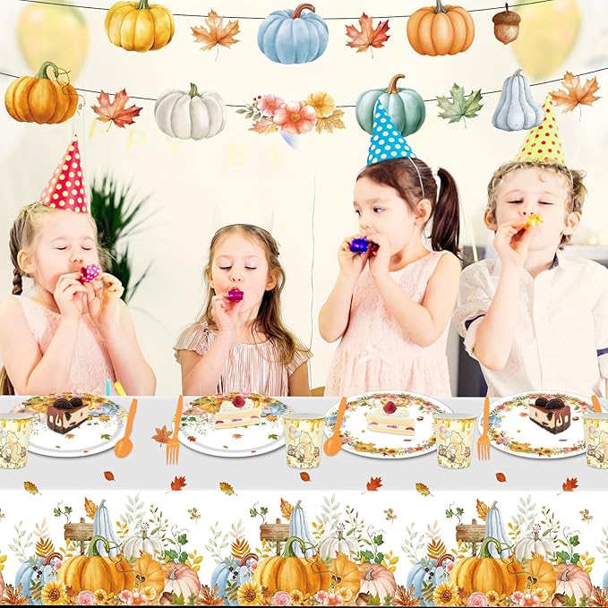 142 Pcs Thanksgiving Party Supplies, Plates and Napkins Set, Disposable Party Plates for Fall Harvest Autumn Fall Harvest Party Supply Thanksgiving Decor Serves 20