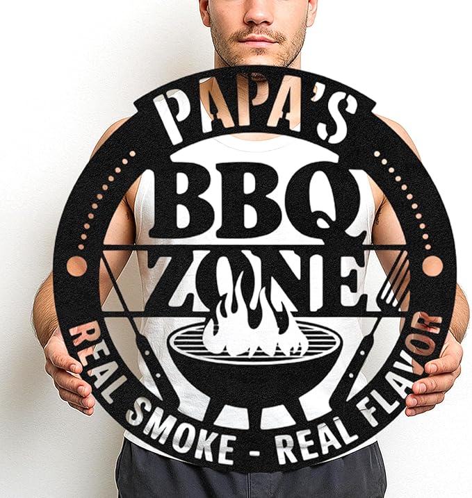 Custom BBQ Grill Metal Sign Personalized Name Wall Art for Outdoor Barbecue Patio Kitchen Backyard Decor Gift for Dad Husband Men Papa Grandpa Father Grilling Enthusiasts Family Lover Funny Gifts 22