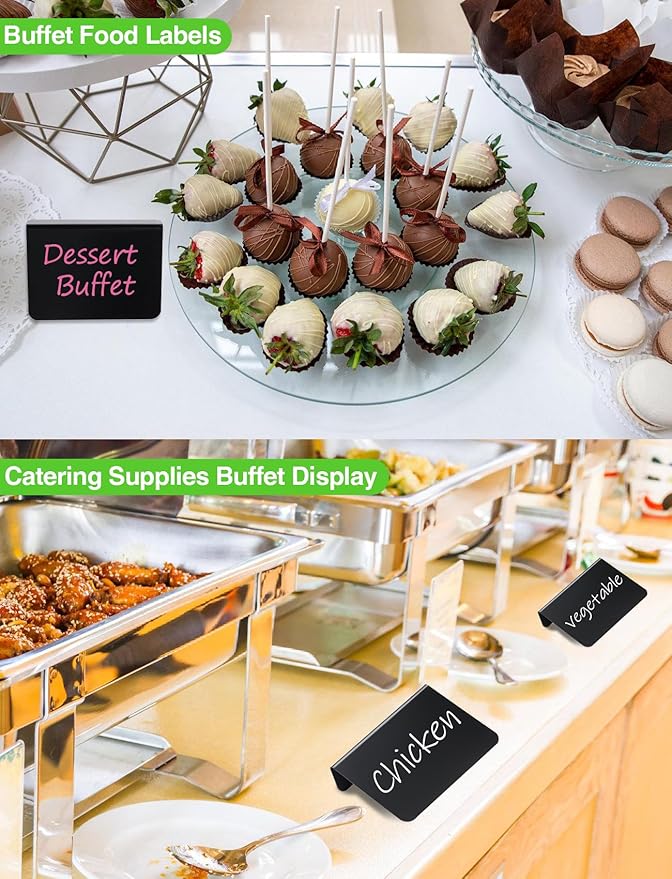 Herda 12 Pack 4"x3" Small Food Labels for Party Buffet Food Signs for Birthday Bakery Wedding Signs Tags Food Tags Place Cards Message Board Signs Mini Chalkboard Signs Includes 6 Wet Erase Markers