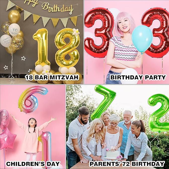 Smlpuame 40 inch Number Balloon 0-9 Gold Large Number 1 Balloons,Digital Balloons for Birthday Party Celebration Decorations Supplies, Helium Foil Number Balloons for Wedding Anniversary