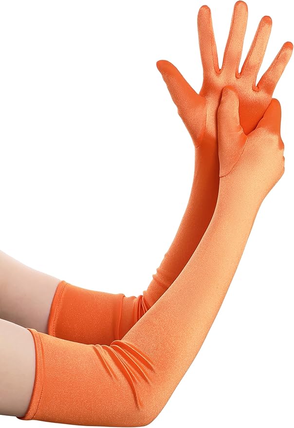 BABEYOND Long Opera Party 1920s Satin Tea Party Gloves Costume Stretchy Adult Size Elbow Length Bridal Gloves