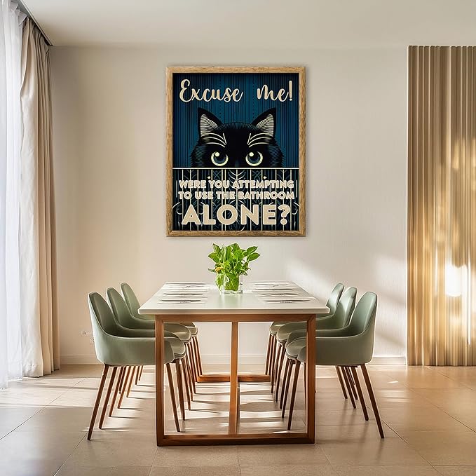 Posterizer 1 pcs - Funny Cat Restroom Print - Art for Animal Lovers - Comedy Art - Gift for Girls, Boys, Teens - Bathroom, restroom Decor - 05x07 unframed wall art