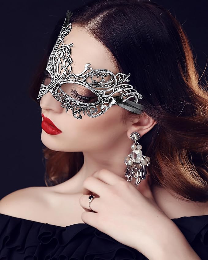 JOVITEC 6 Pieces Masquerade Mask for Women Halloween Lace Multicolored Venetian Mask for Carnival Mardi Gras Evening Prom