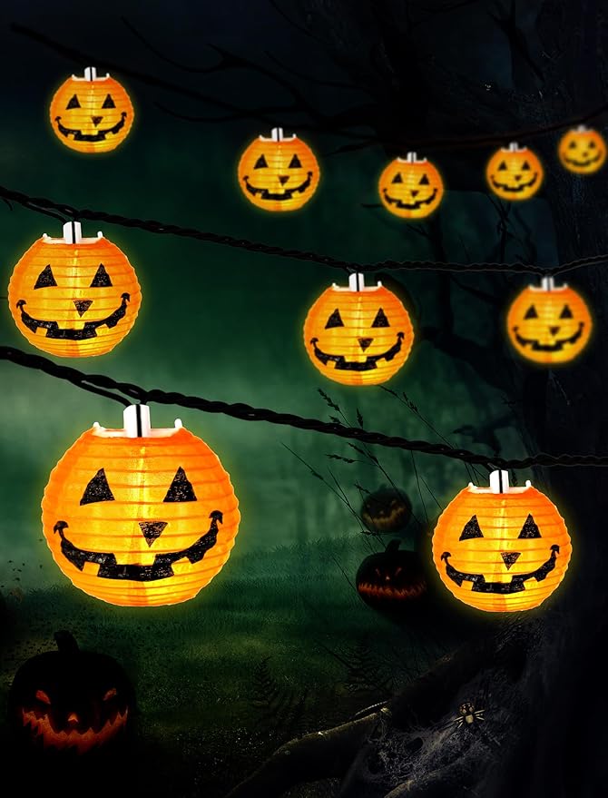 Cozy Autumn Pumpkin Lanterns, 12ft 20 LED Fall Decor String Lights, UL Certified for Indoor & Outdoor, Perfect for Thanksgiving, Harvest Festivals & Warm Porch Lighting