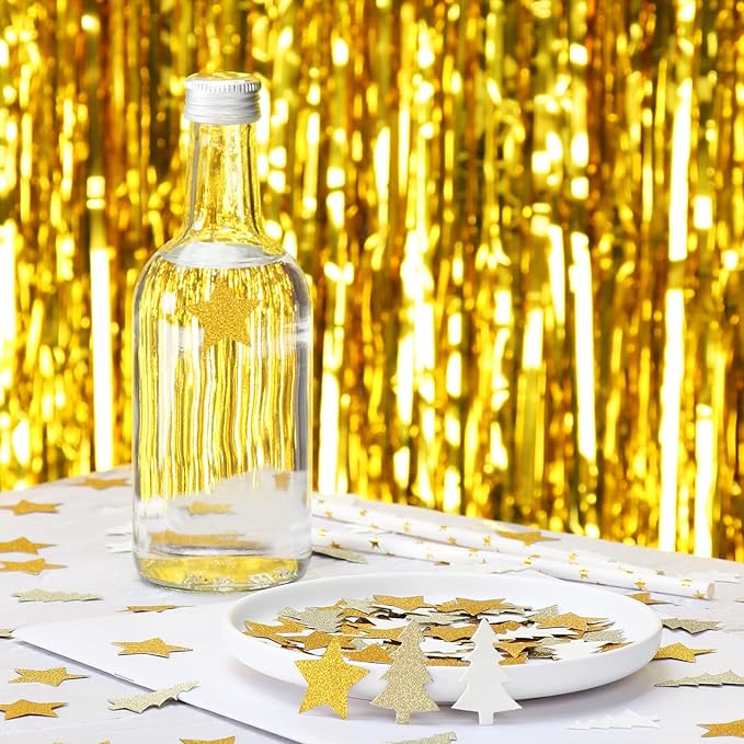 White-Gold Party-Decorations Christmas-Tree Star Confetti - 300pcs Dining Table Centerpiece Birthday Wedding, Neutral Baby Bridal Shower,New Years, Winter Party Decoration Decor Lasting Surprise
