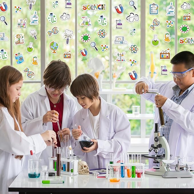 300Pcs Science Foam Stickers, Self-Adhesive Chemistry Biology Physics Stickers Science Laboratory Decals Sticker Decorations for Home Office School DIY Art Craft Teacher Classroom Supplies