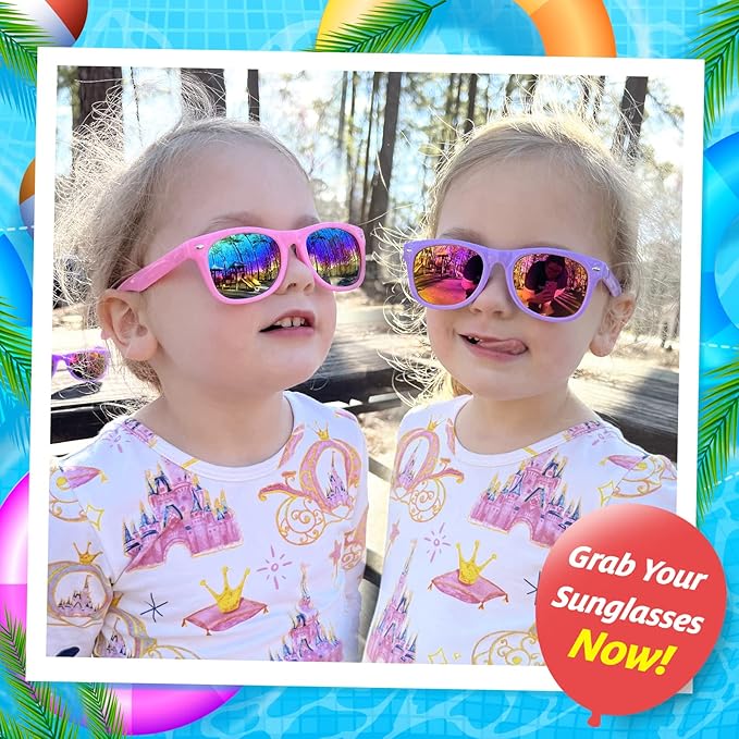 GINMIC Kids sunglasses bulk, Kids Sunglasses Party Favor, 24Pack Neon Sunglasses with UV400 Protection for Kid, Boys and Girls Age 3-8, Goody Bag Favors, Great Gift for Pool, Birthday Party Supplies