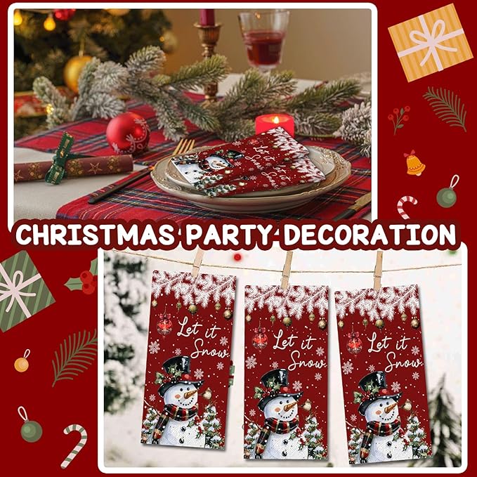 100 Pcs Christmas Paper Napkins 2 Ply Snowman Disposable Hand Towels for Bathroom Kitchen Snowman Guest Napkins for Christmas Winter Holiday Party Supplies