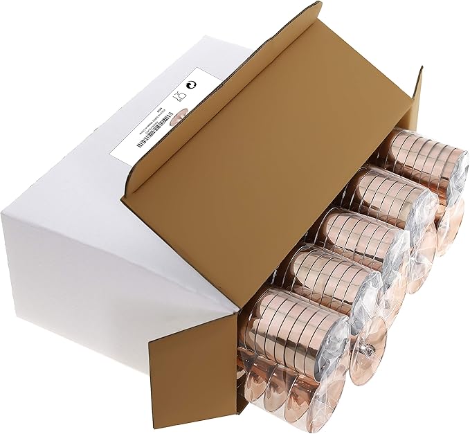 I00000 50 Pack Rose Gold Plastic Champagne Flutes, 5 Oz Fancy Rose Gold Champagne Glasses Plastic Classicware Toasting Glasses Disposable Party Cocktail Cups for Wedding & Party