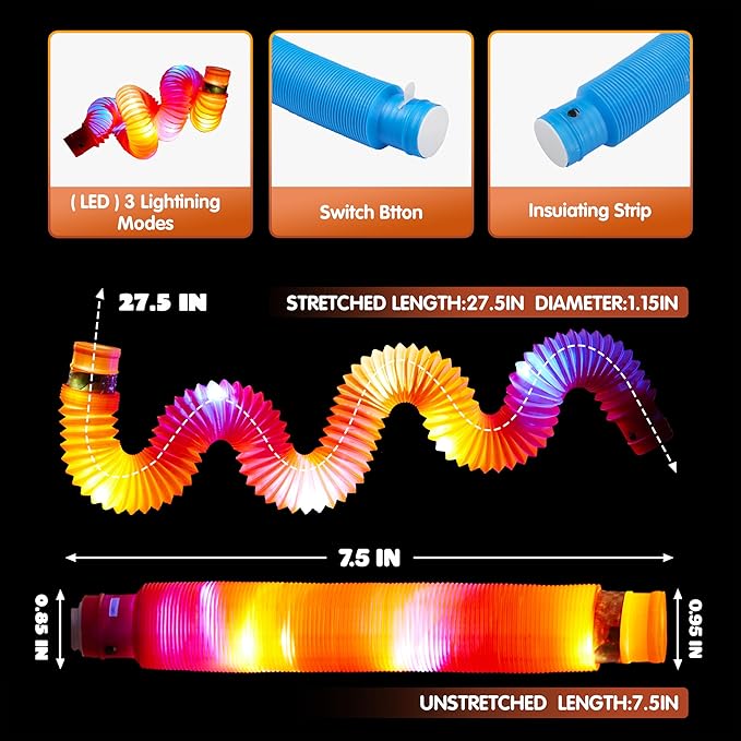 JOYIN 18 Pack Halloween Glow Sticks Party Favors for Kids, Light Up Pop Tubes Glow Necklaces Bracelets Party Supplies for Toddlers Boys Girls Birthday Gifts, Christmas, Goodie bags