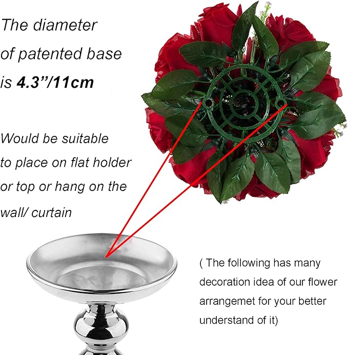 BLOSMON Flower Balls Wedding Rose Centerpieces: 6 Pcs Crimson Fake Flowers Kissing Balls Decor Artificial Floral Arrangements Flower Bouquet of Roses Home Party Table DIY Decorations