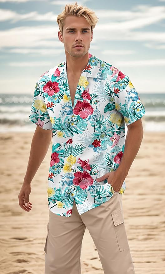 Cromoncent Matching Hawaiian Outfits for Family, Dad and Son Matching Luau Beach Tropical Shirts Mommy Daughter Tropical Sets