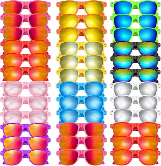 Morcheiong 10-60 Pack Neon Party Sunglasses Unisex Retro Style Party Favors Birthday Beach Pool Party Supplies, 10 Colors