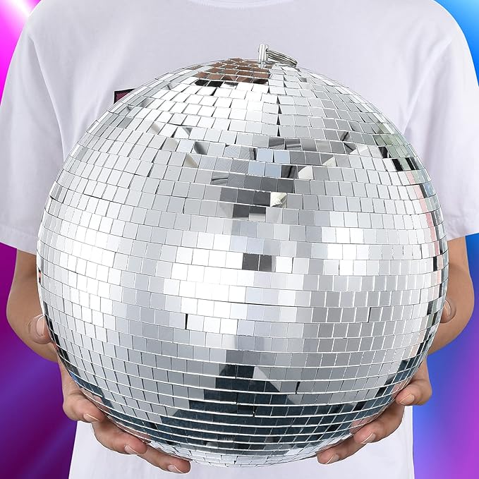 16 inch Disco Ball Decor Mirror Ball Hanging for Party Decration DJ Club Stage Bar Wedding, Silver