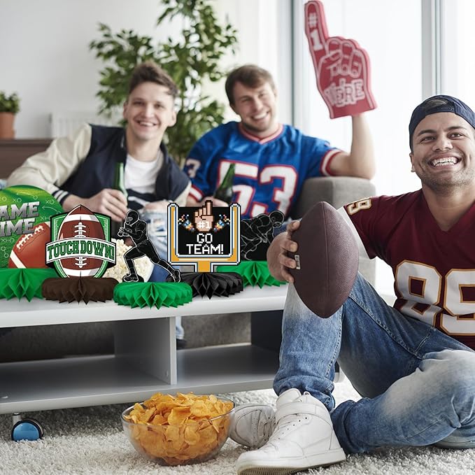10PCS Football Party Decorations Football Table Centerpiece Football Honeycomb Centerpieces Table Toppers for Football Birthday Party Football Game